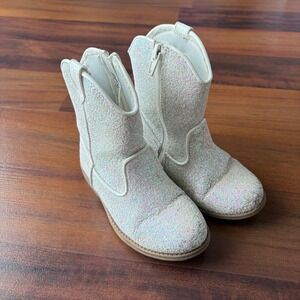 Kelly & Katie Kids Girls Glitter Cowboy Boots Size 9M White Sparkle Western